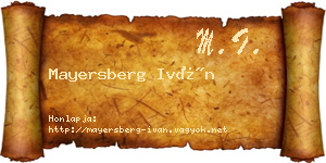 Mayersberg Iván névjegykártya